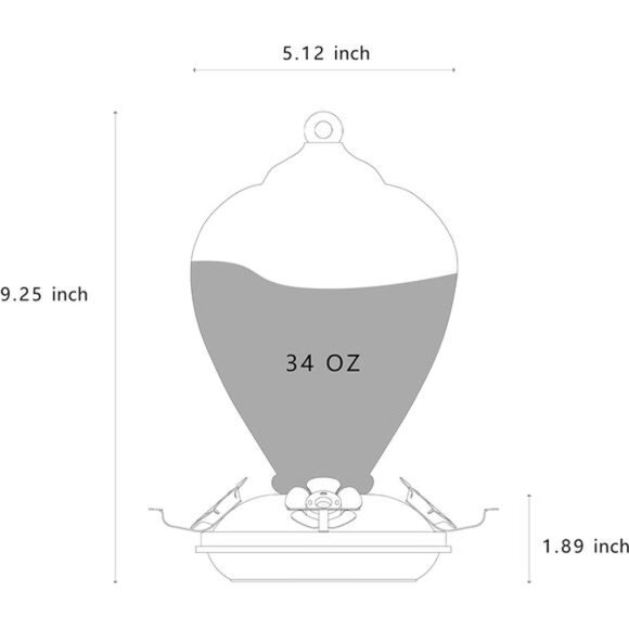Hummingbird Feeders,34OZ Hand BlownGlass Hummingbird Feeder for Outdoors Hanging - Picture 5 of 7